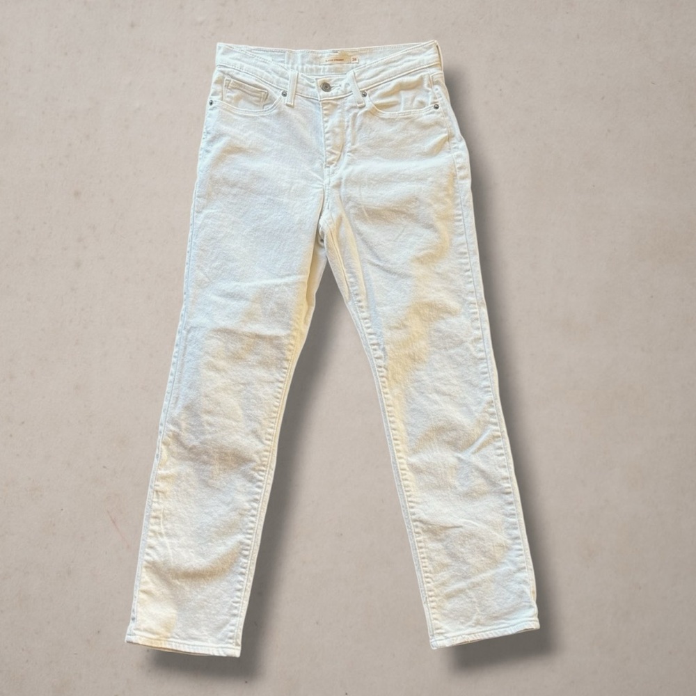 Levi’s White Classic Straight Fit Mid-Rise Jeans Waist 28 - Picture 9 of 15